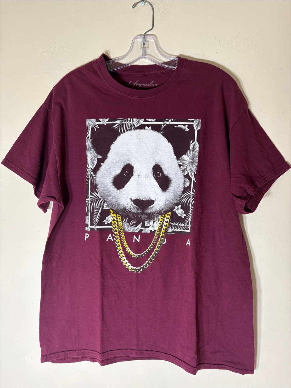 Haymaker 100% Cotton Burgundy Panda Graphic Tee. Men’s L.